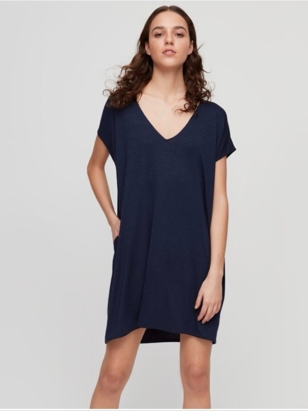 Wilfred Free Marcoux Women's Navy V-Neck Roomy Fit Dress